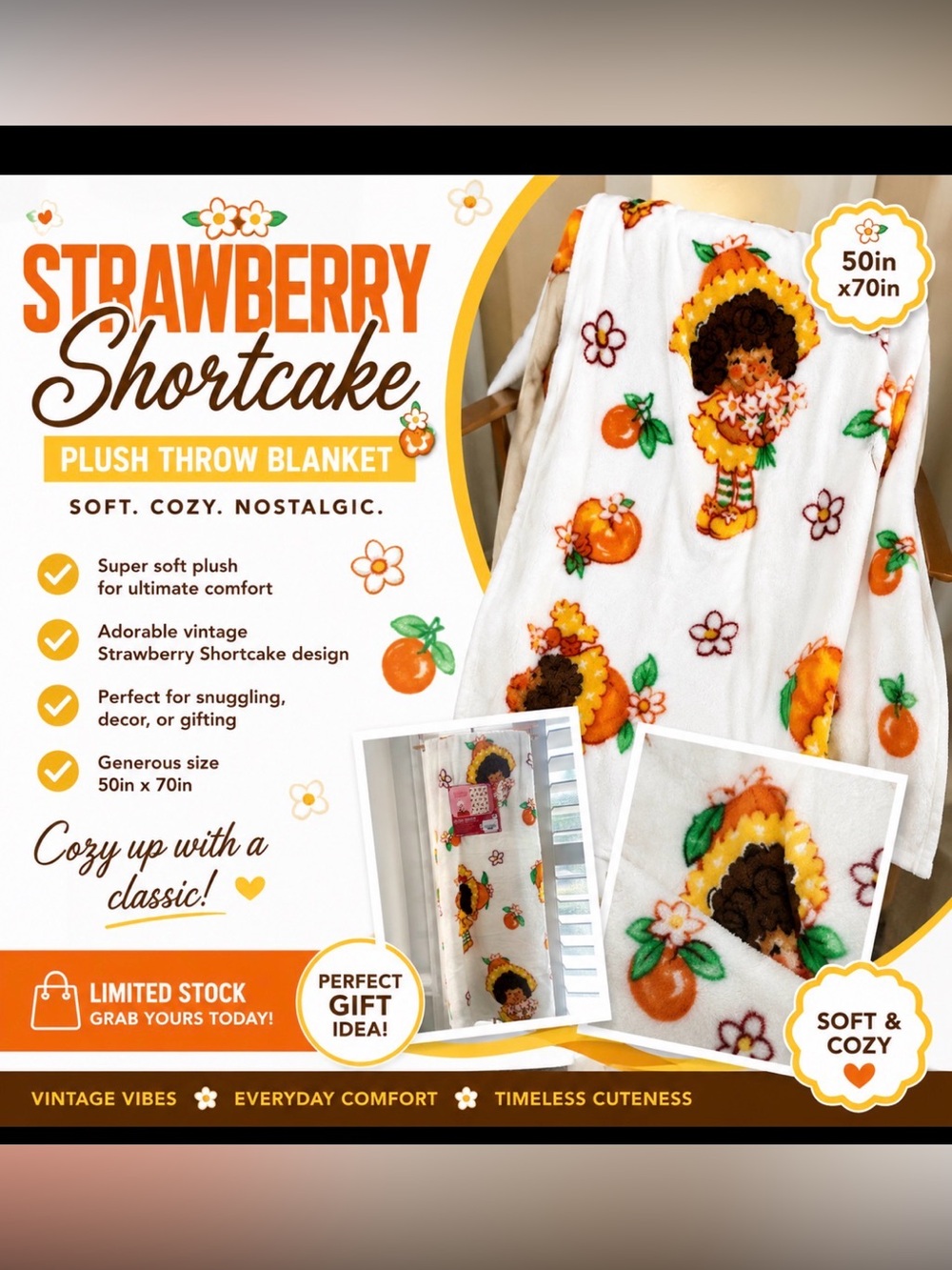 Strawberry Shortcake White & Orange Kids Dress (Branded)